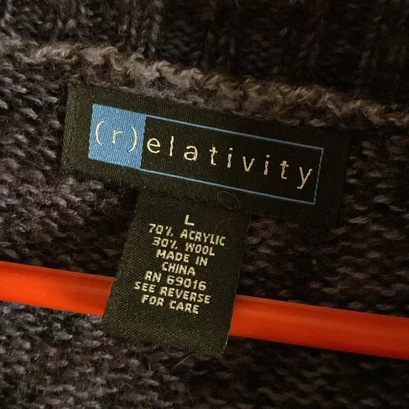 Relativity Wool Blend Soft Stretchy Warm Cozy Purple Long Button-Up Cardigan - Picture 4 of 4